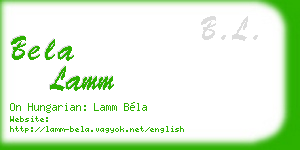 bela lamm business card